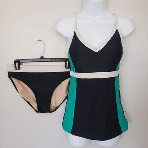 Downeast Basics Swim Suit High Tide Women's Medium Large Tankini Bikini Black